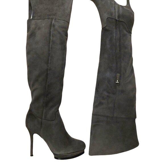 BCBGMAXAZARIA Valerie Over the Knee Grey Suede Platform Boots Retail $450 - Picture 4 of 7